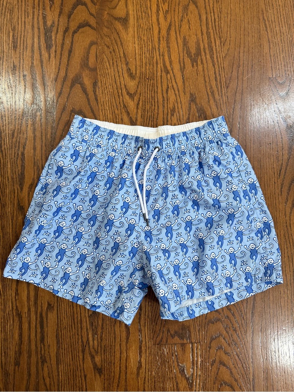 Roller Rabbit Light Blue Monkey-Print Swim Shorts
